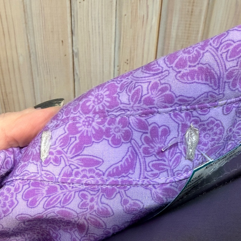 Woman Within Lavender Floral Button Down Shirt - Picture 2 of 8